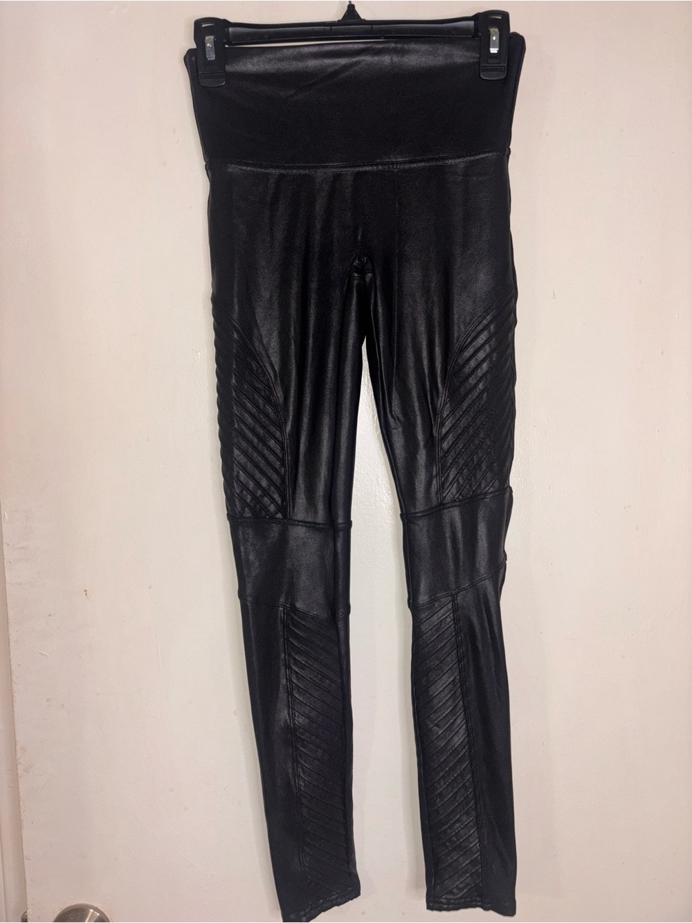 SPANX Black Faux Leather Moto-Style Leggings for Kids